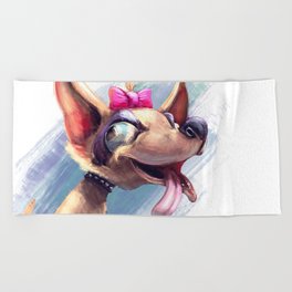 Funny chihuahua Beach Towel