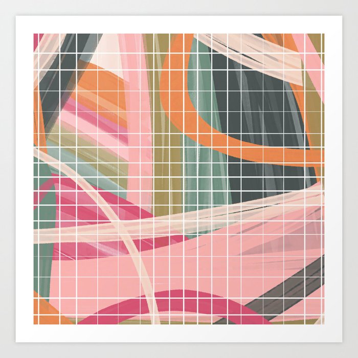 urban pastel grid color block print 1 Art Print