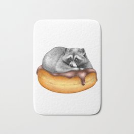 Doughnut Addicted Trash Panda Bath Mat | Addiction, Craving, Trashpanda, Remorse, Regrets, Cute, Raccoon, Drawing, Baker, Raccoons 
