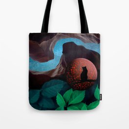 cat and milky way Tote Bag