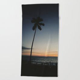 Sunset Palm Tree Beach Towel