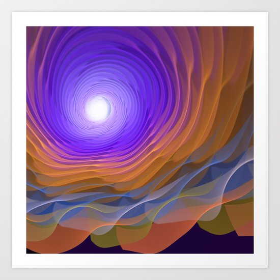 Whispering water and a blue moon Art Print