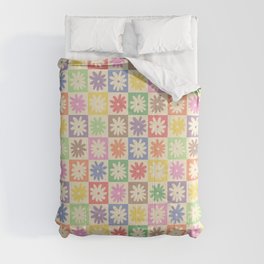 Colorful Flower Checkered Pattern Comforter