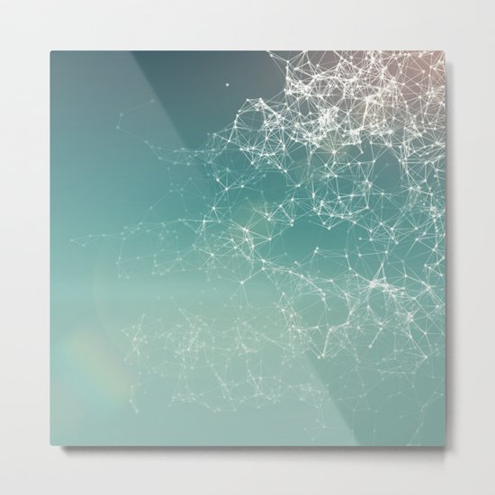Fresh summer abstract background. Connecting dots, lens flare Metal Print
