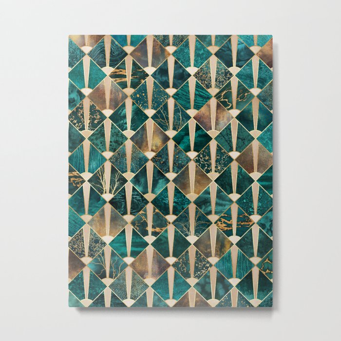 Art Deco Tiles Ocean Metal Print By Elisabethfredriksson Society6