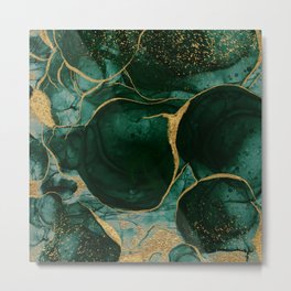 Gold and Emerald Marble I Metal Print | Painting, Glamour, Elegance, Marbled, Luxury, Nature, Marble, Agate, Malachite, Boho 