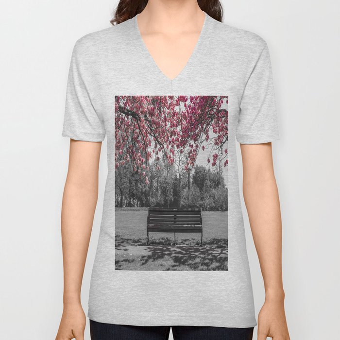 Cherry Blossom V Neck T Shirt