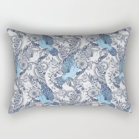 Flight of Fancy - navy, blue, grey Rectangular Pillow