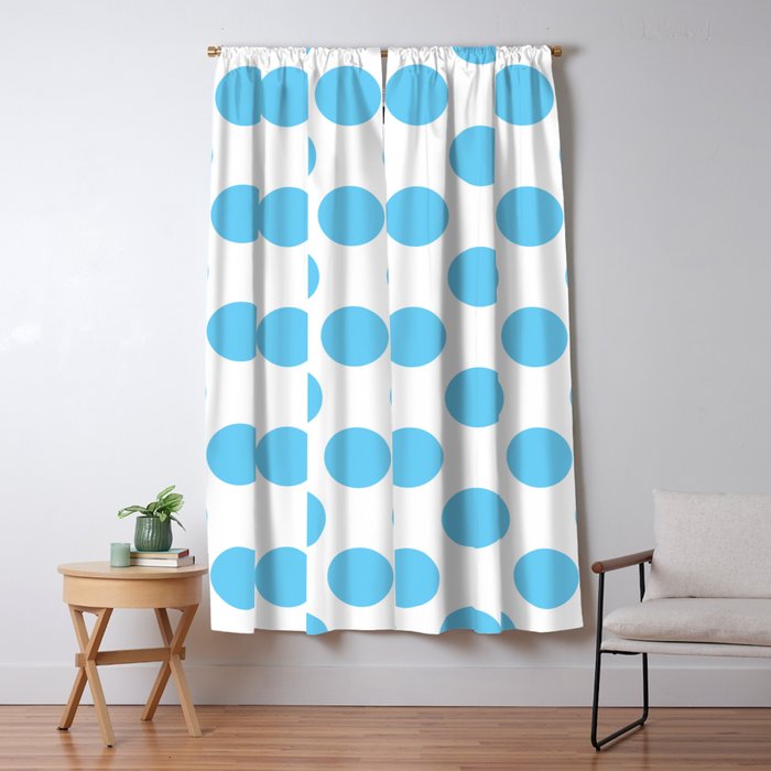Light Blue Large Polka Dots Pattern Blackout Curtain By