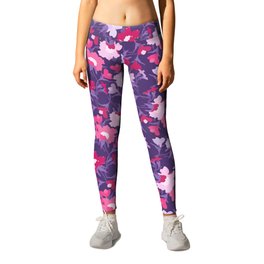 purple and pink evening primrose flower meaning youth and renewal  Leggings