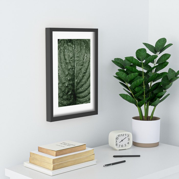 Modern botanical still-life wet leaf close-up Recessed Framed Print | society6