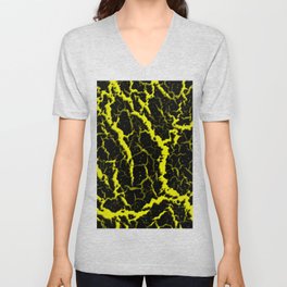 Cracked Space Lava - Yellow V Neck T Shirt