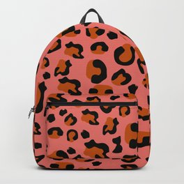 Vibrant Coral Leopard Animal Print Bold Speckled Dots Backpack