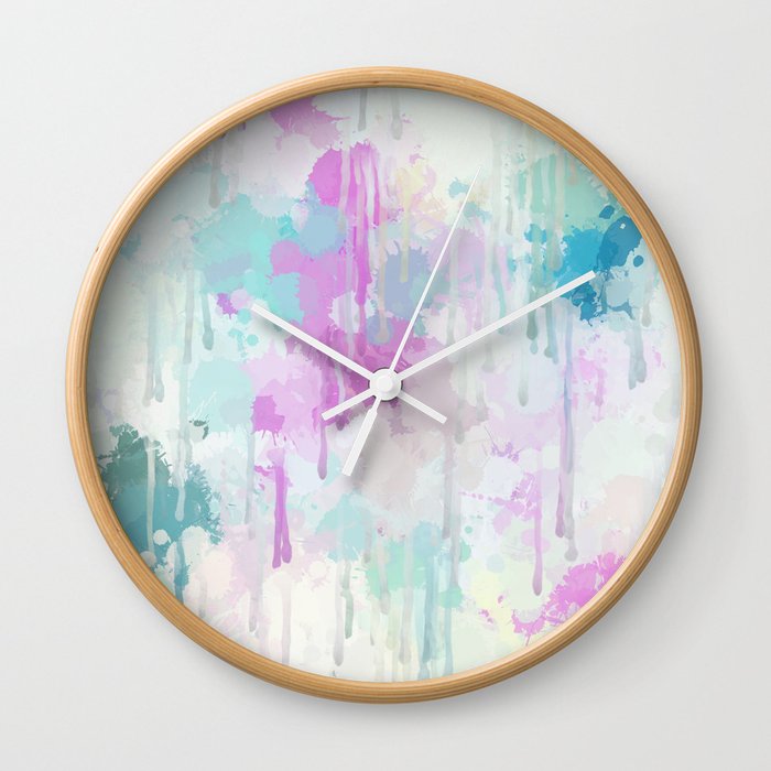 Artist Pastel Abstract Paint Splatter Wall Clock By Artaddiction45