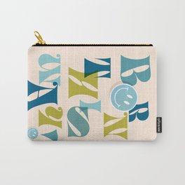 Born this way with a smiley face - Blue & Green Carry-All Pouch