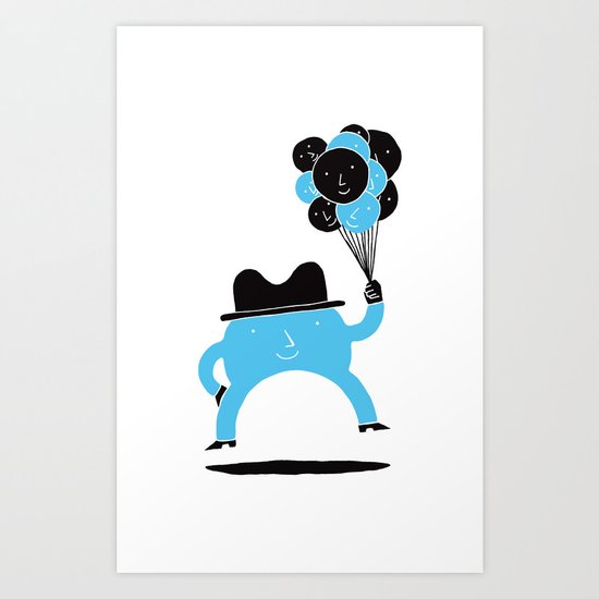 Blue-Boy Balloon Art Print
