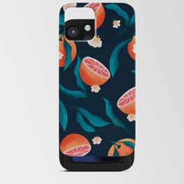 Seamless pattern with hand drawn oranges and floral elements iPhone Card Case