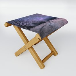 Purple cosmic winter landscape Folding Stool