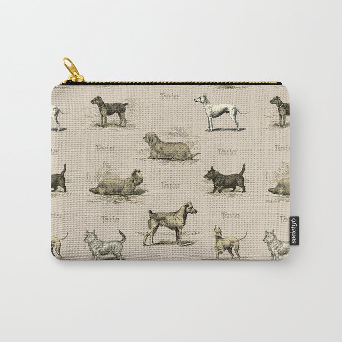 TERRIERS Dog pattern on the beige background Carry-All Pouch