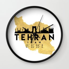 TEHRAN IRAN SILHOUETTE SKYLINE MAP ART Wall Clock