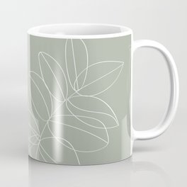 Boho Sage Green, Decor, Line Art, Botanical Leaves Coffee Mug