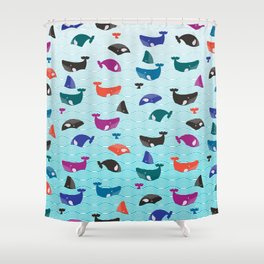Whale Yes! Waves Shower Curtain
