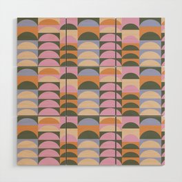 Earthy Pastel Geometric Shapes Pattern Wood Wall Art