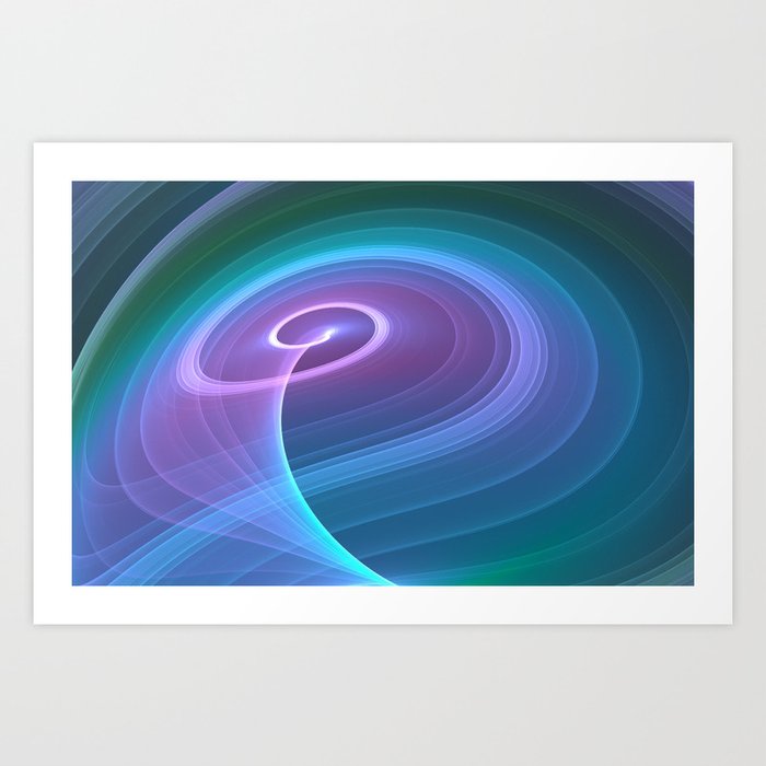 Spiral of Light in Blue Art Print | Abstract, Digital