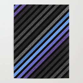 stripES Slate Gray Blue Periwinkle Pixels Poster