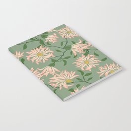 Cottage flowers chrysanthemums – green Notebook