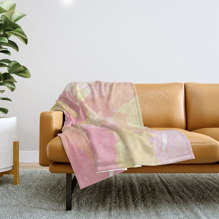 Pink and Yellow Watercolor Throw Blanket by Prone To Wander Society6