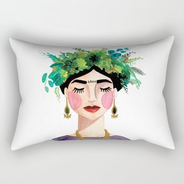 Floral Frida - Gray Rectangular Pillow