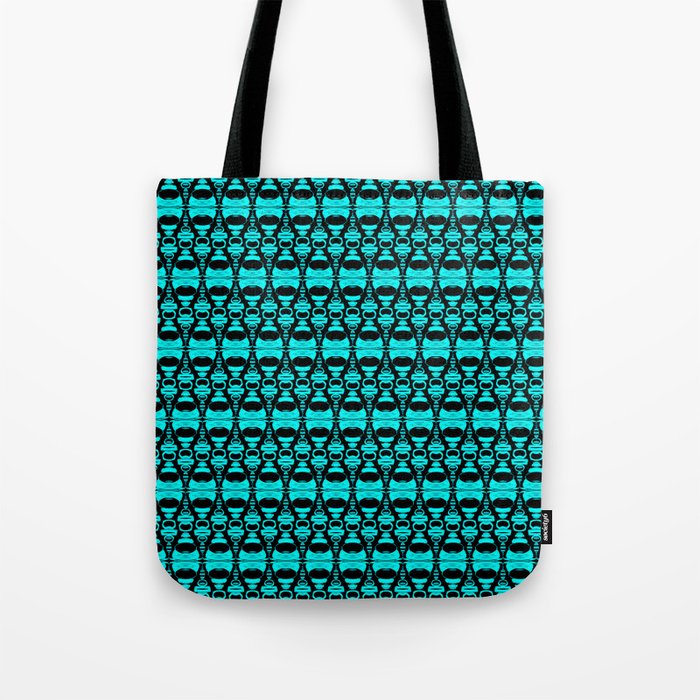 Abstract Pattern Dividers 02 in Turquoise Black Tote Bag
