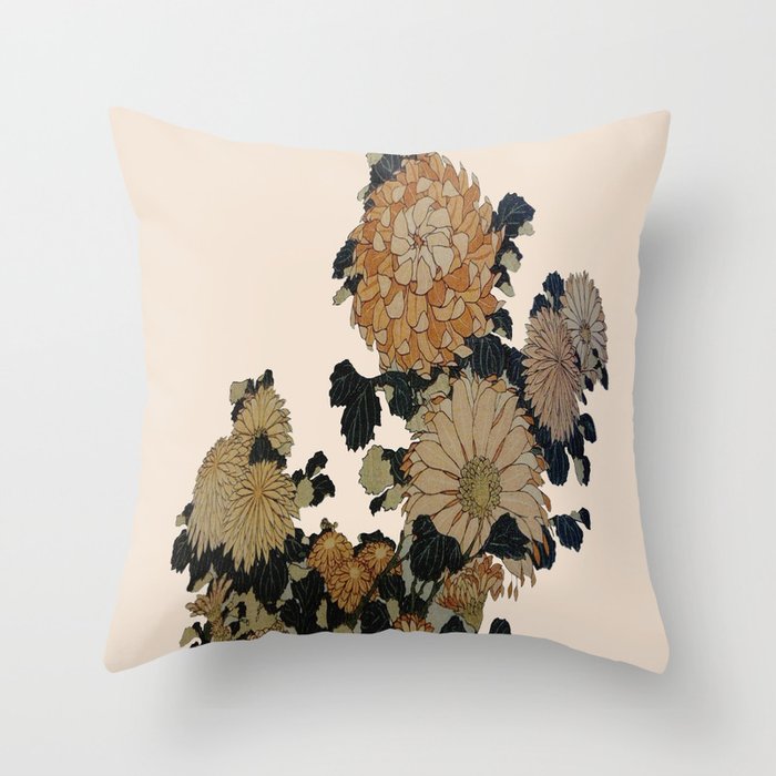 Hokusai, great flowers Throw Pillow