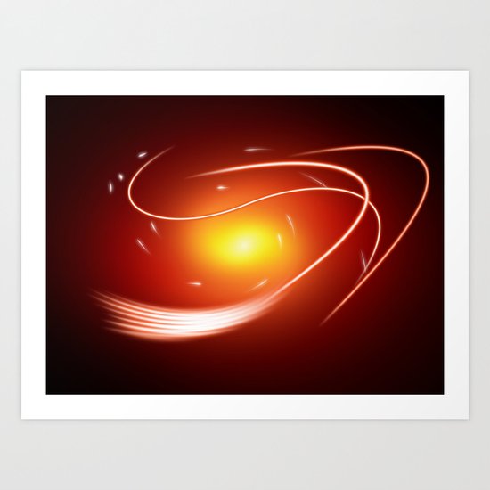 Red Glow Lines Art Print
