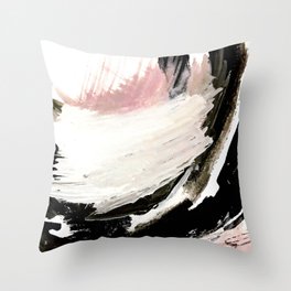 Crash: an abstract mixed media piece in black white and pink Throw Pillow