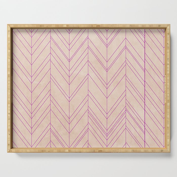  Watercolor Purple And Blush Pink Chevron Zigzag Herringbone Pattern Geometrical Abstract Serving Tray