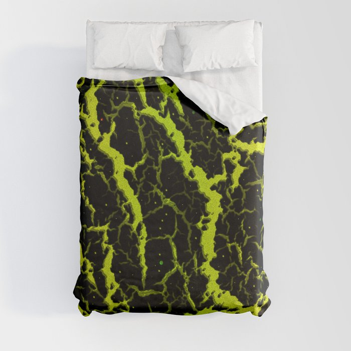 Cracked Space Lava - Yellow/Lime Duvet Cover