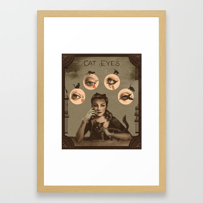 Cat Eyes Makeup Tutorial Illustration Framed Art Print By Sarahandersen Society6