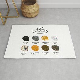 Cat Loaf Flavors Rug | Graphicdesign, Bombay, Cuddly, Animal, Kitties, Cute, Russianblue, Korat, Pastries, Bakery 