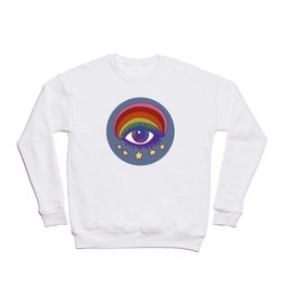 Rainbow Eye Crewneck Sweatshirt | 60S, Psychedelic, Bright, Psych, Flowerpower, Curated, Popart, Drawing, Rainbow, Eye 