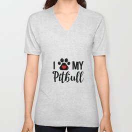 i love my pitbull V Neck T Shirt