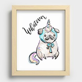 Funny Pug, Unicorn Pug, Funny Dog, Cute Pug, Cute Dog, Puppy dog, Unicorn dog Recessed Framed Print