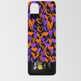 Blink Blink Glitter Purple and Orange Hearts Pattern Android Card Case