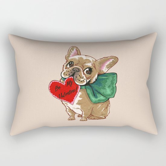 Be My Valentine Frenchie Rectangular Pillow
