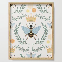 Queen Bee with Gold Crown and Laurel Frame Serving Tray