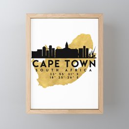 CAPE TOWN SOUTH AFRICA SILHOUETTE SKYLINE MAP ART Framed Mini Art Print