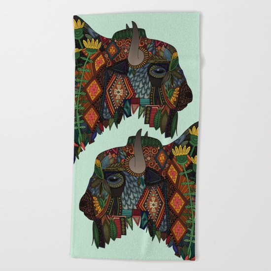 bison mint Beach Towel