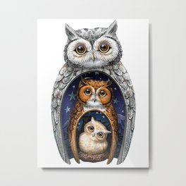 Owl Family. Owl Motherhood. Owl Lover. Night Owl. Owl Decor. Owl Vintage Metal Print | Adorableowl, Owlmandala, Owl, Graphicdesign, 3Dmandala, Owlwithflowers, Nightowl, Animalsandinsects, Funnyanimal, Owlwithbow 