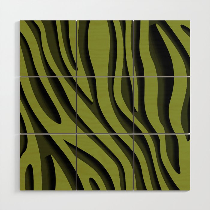 Green Zebra 3D Modern Art Collection Wood Wall Art